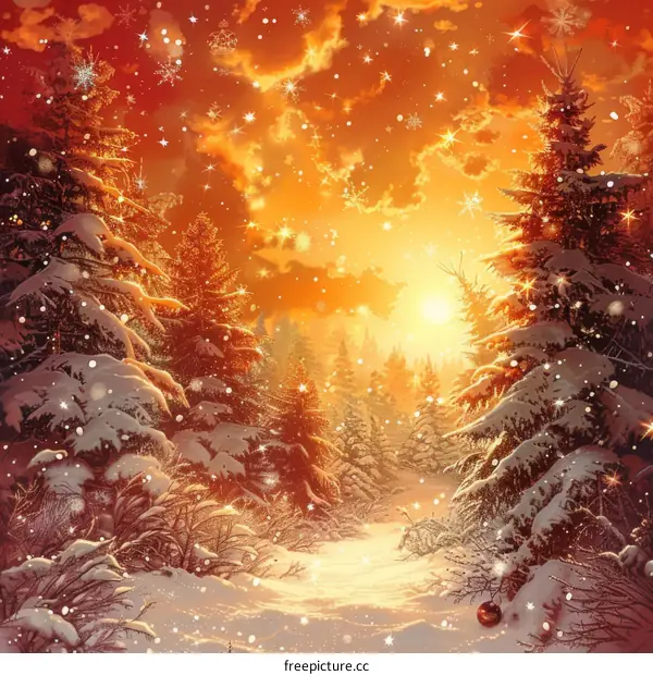 Serene Winter Forest with Pathway