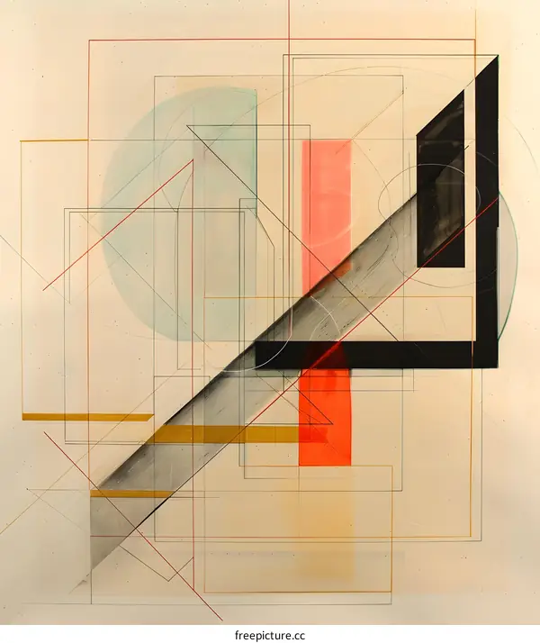 Abstract Geometric Shapes With Lines and Colors