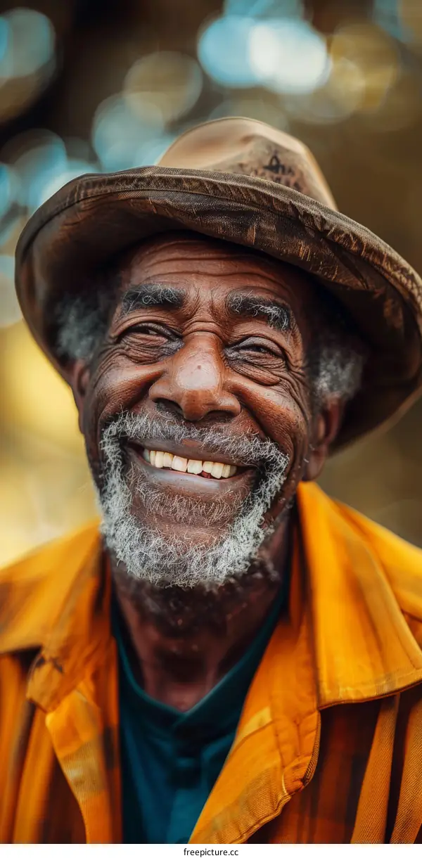 Joyful African American Senior Man Portrait