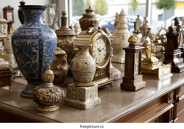 Vintage Decorative Collectibles Collection on Countertop