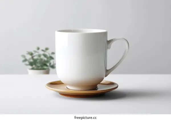 Stylish White Mug and Saucer Set