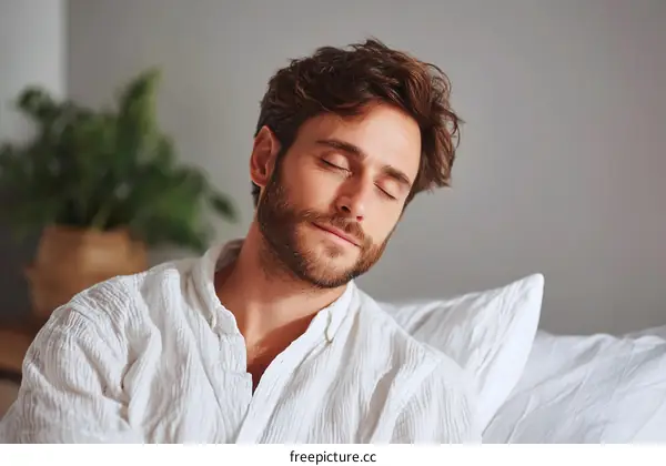 Peaceful Resting Caucasian Man