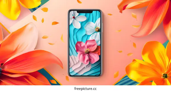 Smartphone with a Floral Wallpaper Design