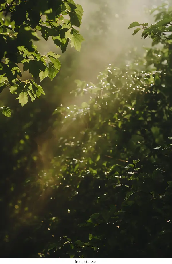 Sunlight Through The Leaves In The Forest