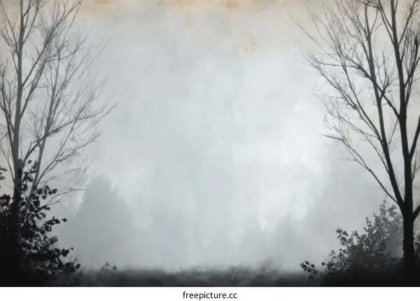 Misty Forest Silhouettes on Aged Paper