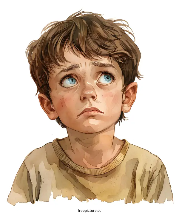 Portrait of a boy with brown hair and blue eyes