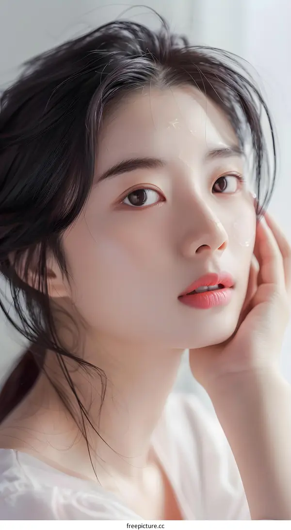 Beautiful Asian Woman with Long Black Hair