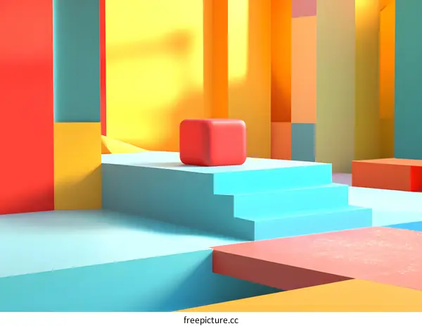 Abstract Colorful Geometric Shapes 3D Illustration