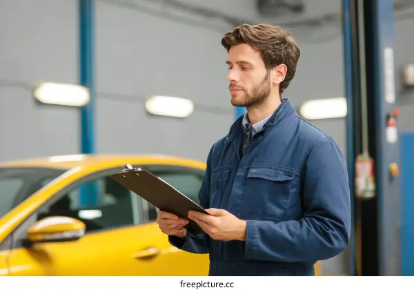 Automotive Mechanic Inspecting a Vehicle