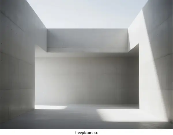 Minimalist concrete room with clean lines and natural light
