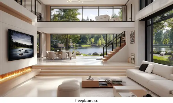 Modern Luxury Lakeside Living Room Interior Design