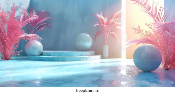 Pastel Pink and Blue Abstract Display Stand