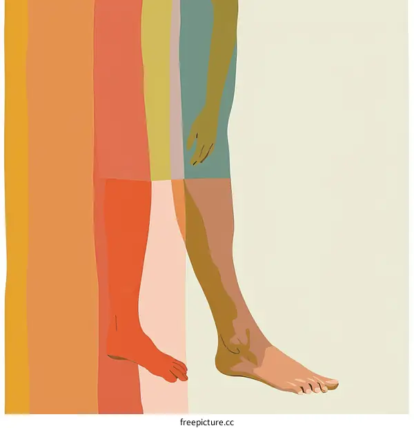 colorful minimalist illustration of people's legs and feet