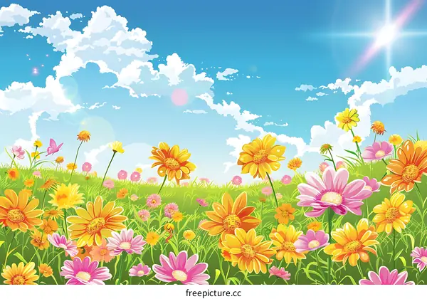 Summer Meadow Landscape Illustration