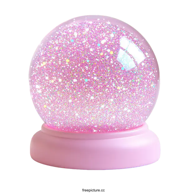 [Transparent Background PNG]Pink Glitter Snow Globe Ornament