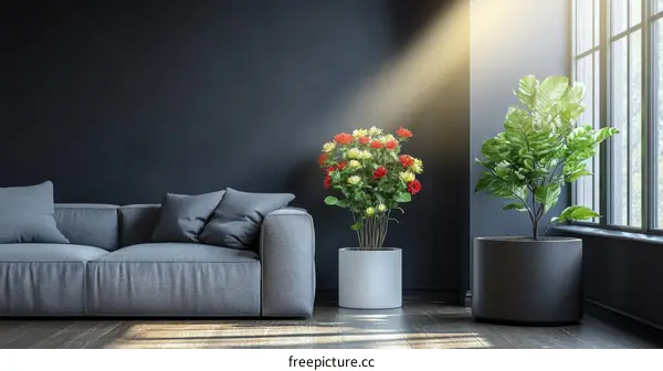 Modern Living Room Interior Design with Plants