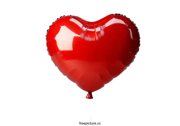 [Transparent Background PNG]Red Heart Shaped Foil Balloon Against a Plain Background