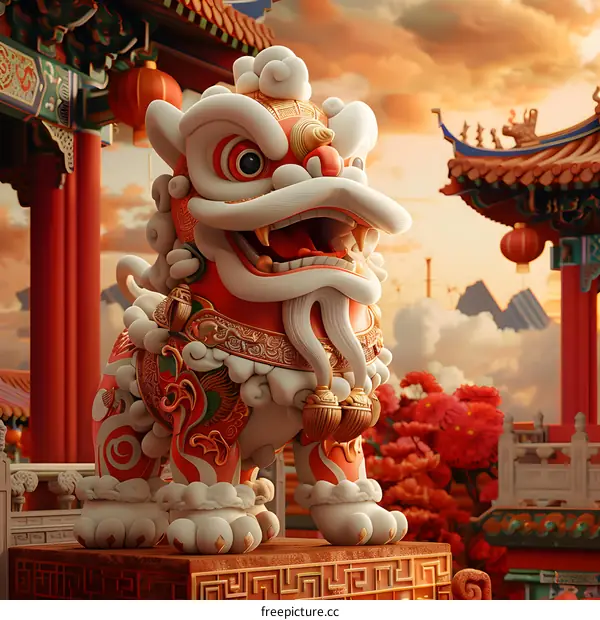 Lion Dance Celebrating the New Year