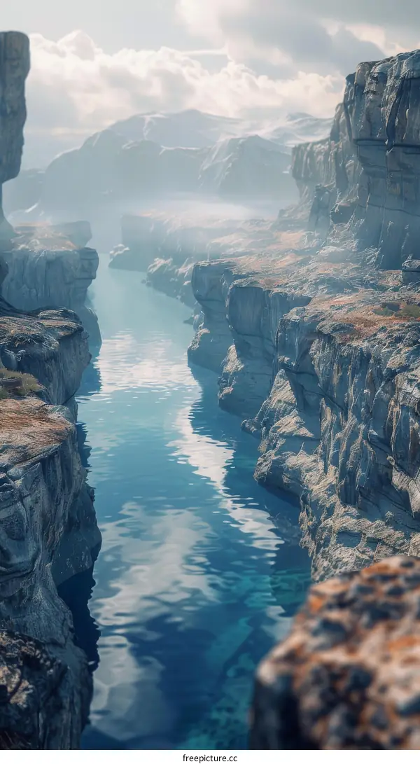 Deep, Narrow Canyon with a River Flowing Through It