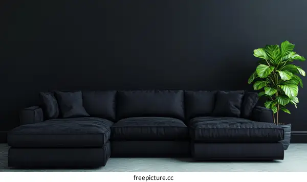 Dark Modern Living Room Design with Sectional Sofa
