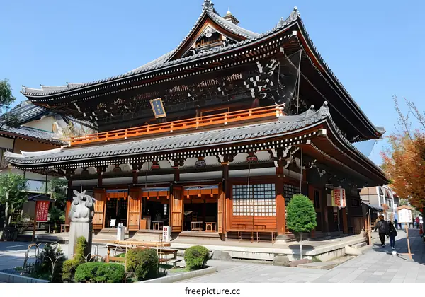 Traditional Japanese Buddhist Temple Exterior