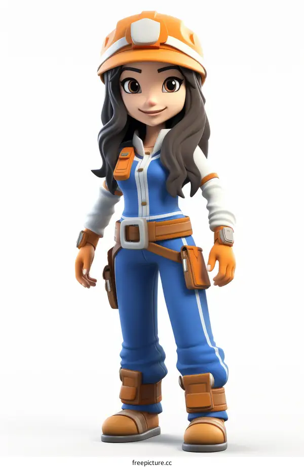 Cute cartoon character of a female construction worker
