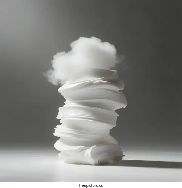 A Sculptural White Object with Fluffy Cloud-like Top