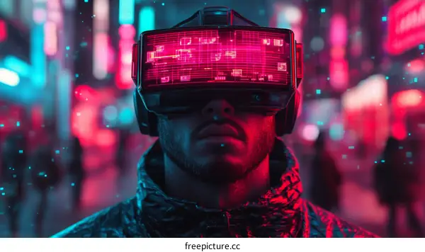Futuristic Cyberpunk VR Goggles in Night City