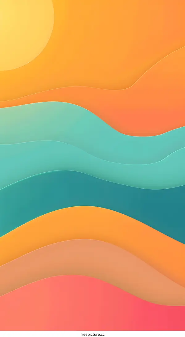 Abstract Background with Wavy Shapes in Yellow Orange and Blue Colors