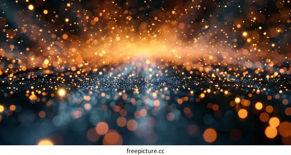 Glowing particles background with bokeh effect