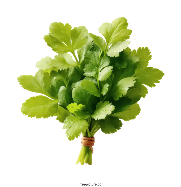 [Transparent Background PNG]Fresh Bunch of Cilantro Isolated on White