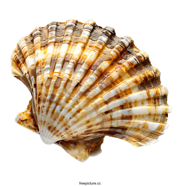 [Transparent Background PNG]Close-up of a scallop shell on white background