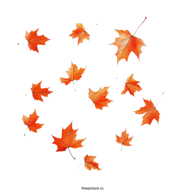 [Transparent Background PNG]Autumn Leaves Falling Artwork