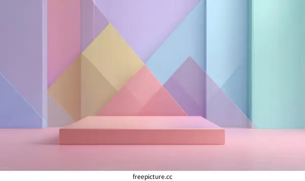Pastel Geometric Display Podium Illustration