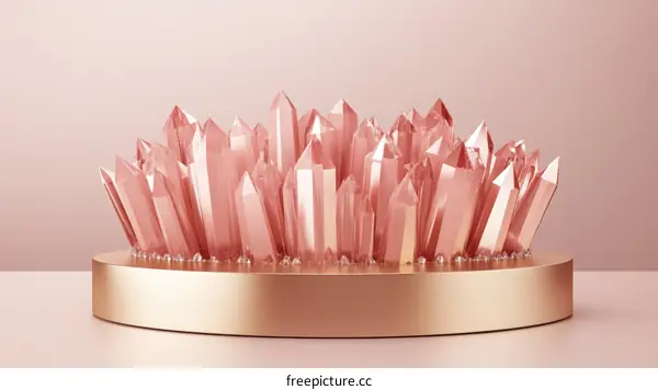 Rose Gold Crystal Cluster Display