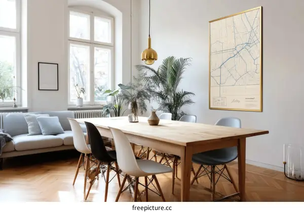 Modern Interior Design with a Vintage Map Print