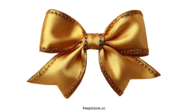 [Transparent Background PNG]Golden Satin Ribbon Bow Decoration