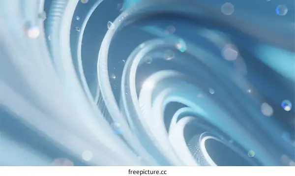 Abstract Blue Curved Lines with Floating Particles in Motion