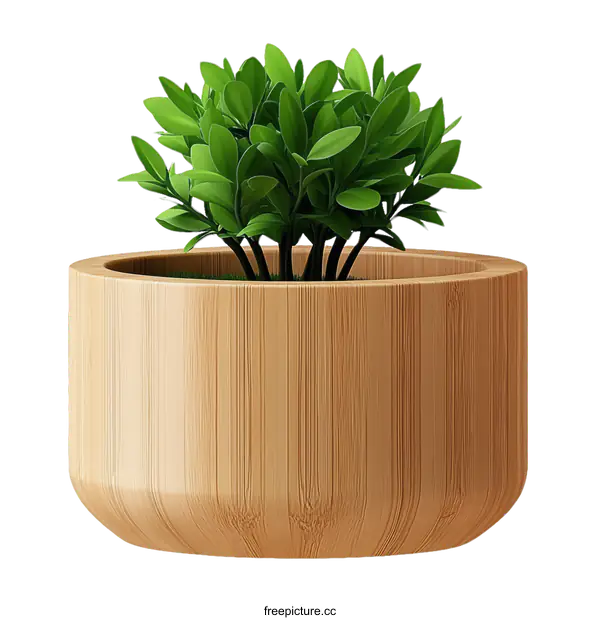 [Transparent Background PNG]Wooden Planter with Greenery Decoration