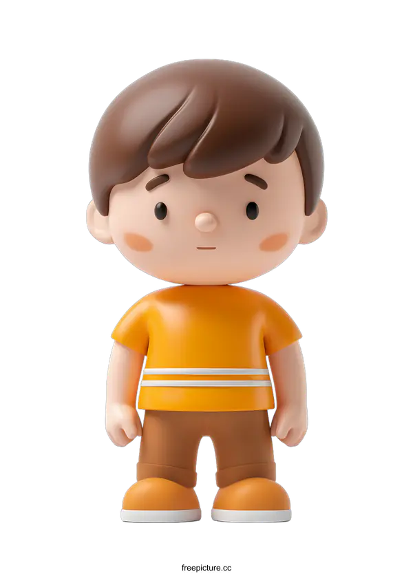 [Transparent Background PNG]3D Cartoon Illustration of a Boy Standing with Sad Expression
