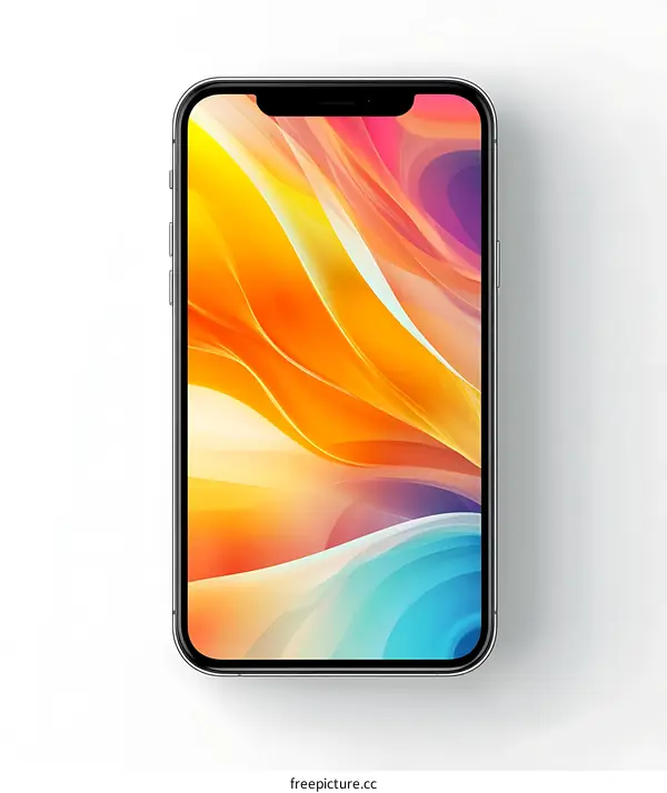 Abstract Orange and Blue Curved Lines on a Smartphone Screen