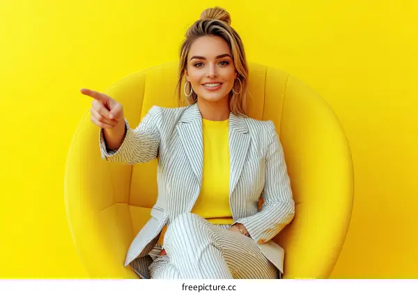Stylish Woman in a Yellow Background