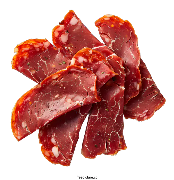 [Transparent Background PNG]Sliced dried beef meat isolated on white background
