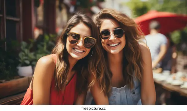 Two young women smiling and posing for a photo