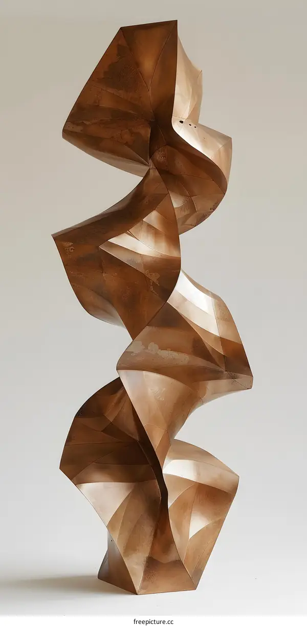 Abstract Wooden Sculpture with Geometric Shapes