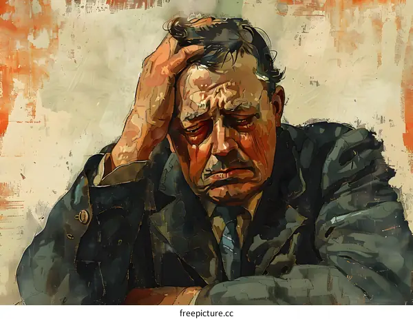 Portrait of a man with hand on head