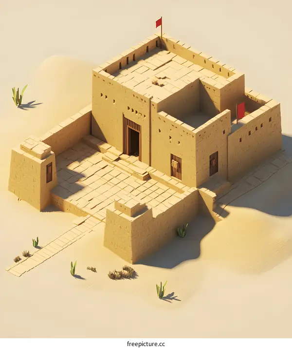 Low Poly Desert Fort Building