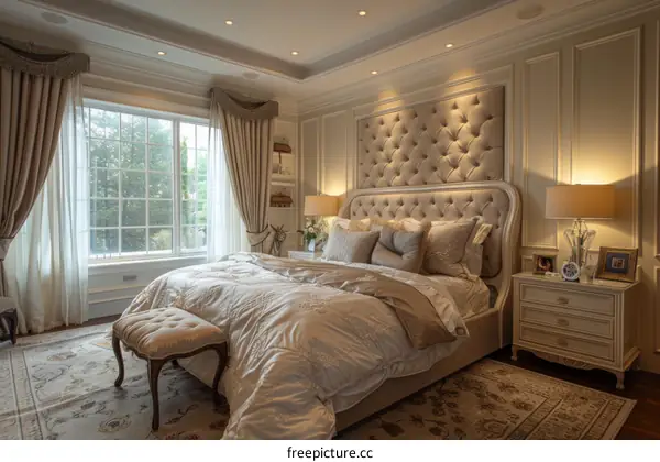 Elegant Classic Beige Bedroom Interior