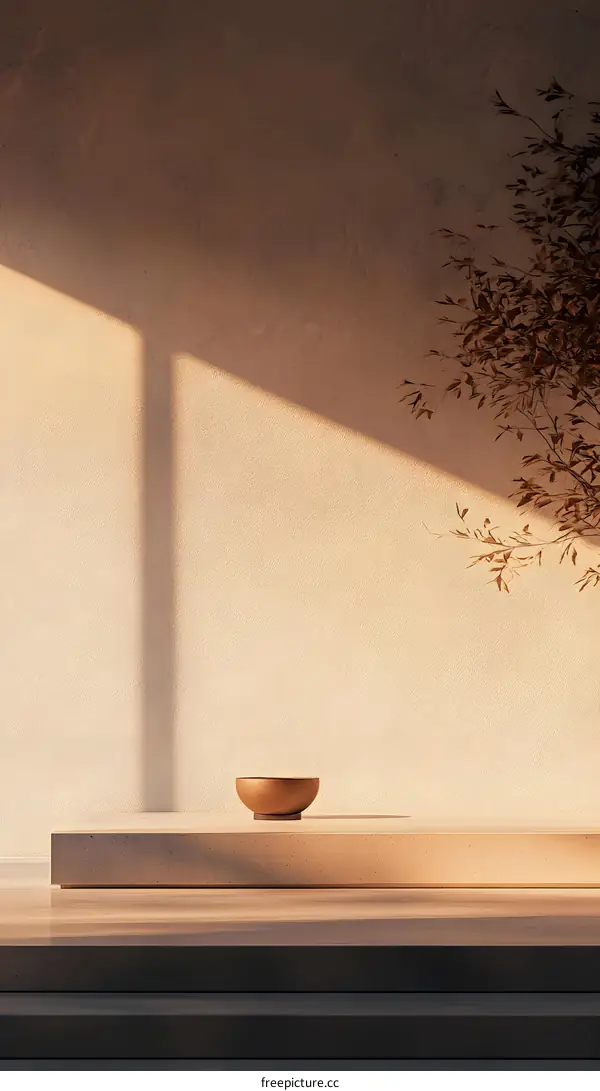 Minimalist Design Interior with Bowl and Branch