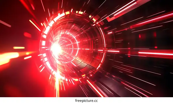 Abstract Red Futuristic Tunnel Design